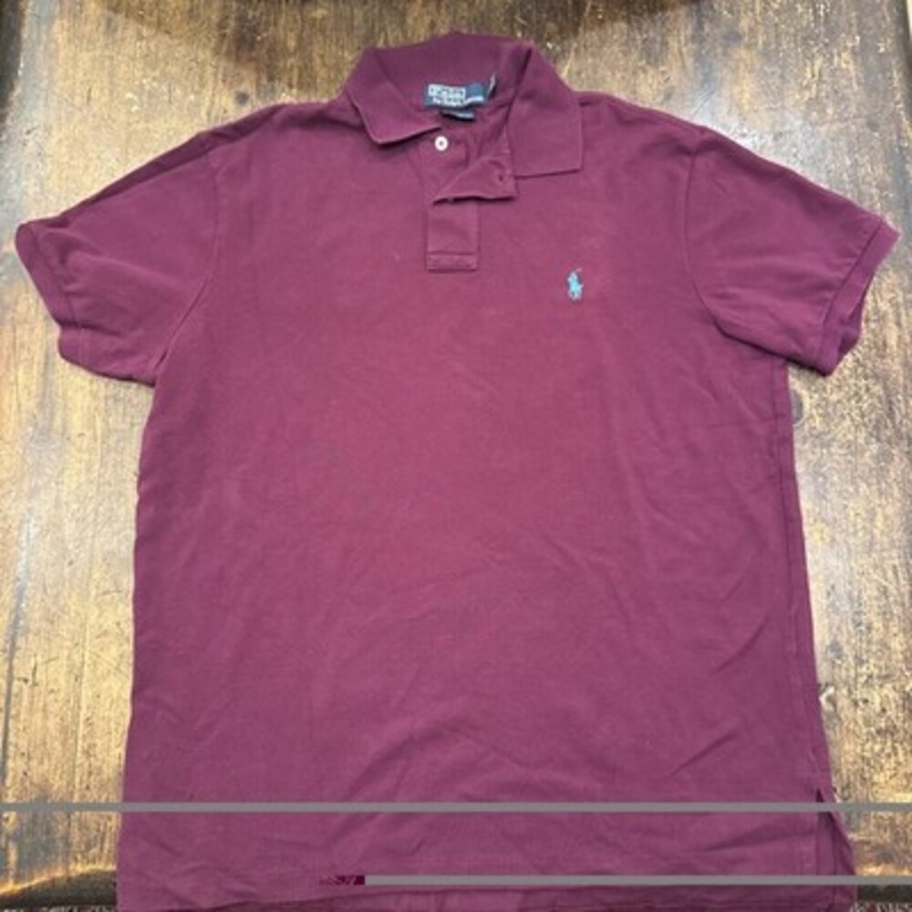 Polo Ralph Lauren Custom Fit burgundy Polo Short Sleeve Casual Mens L